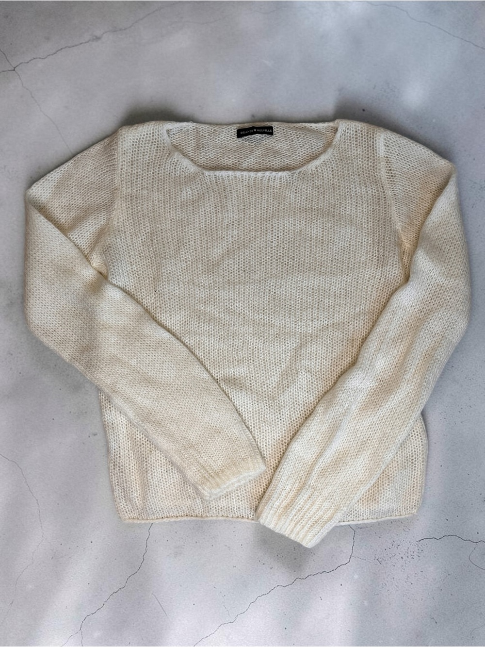 Brandy Melville Cream Scoop Neck Knit Sweater